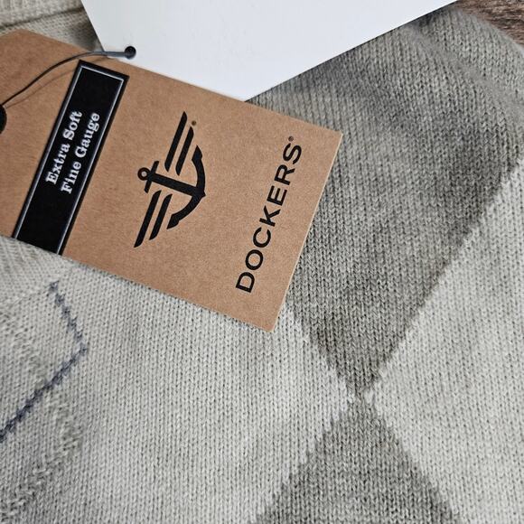 NEW Argyle Sweater Mens  Grandpacore Vanilla Neutral Knit XXL by Dockers Preppy - Picture 6 of 14